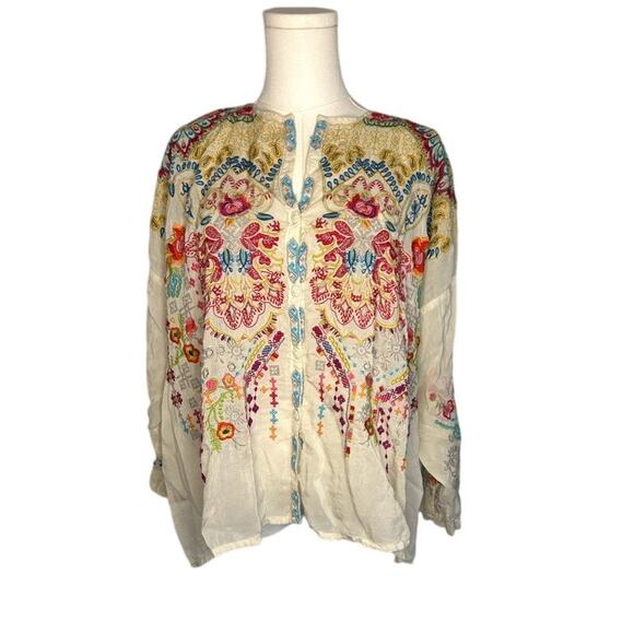 Johnny Was Embroidered Blouse - L - Picture 1 of 4